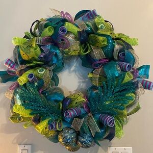 Peacock/ Mardi Gras Wreath